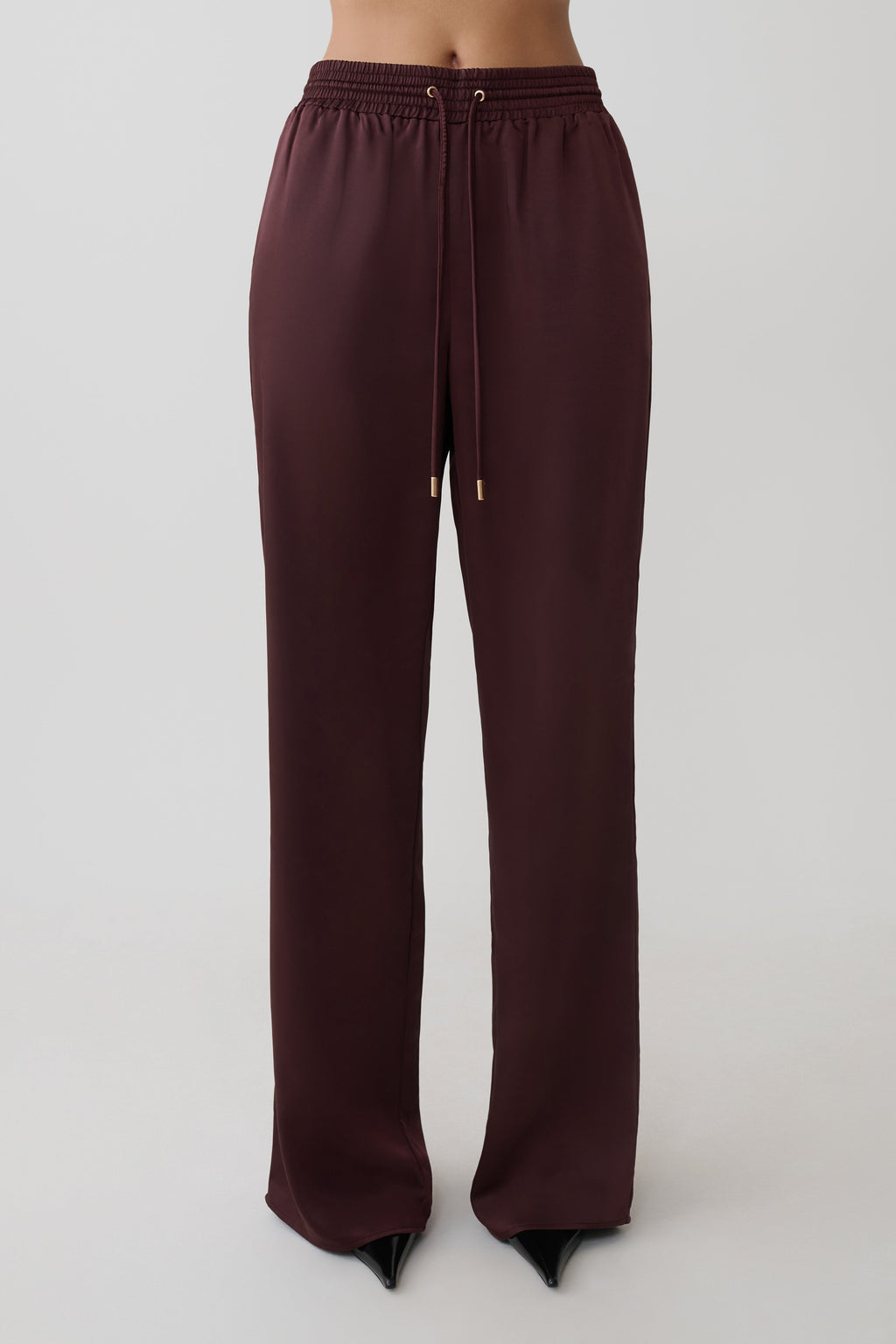 Danica Straight Paça Saten Pantolon Mahogany