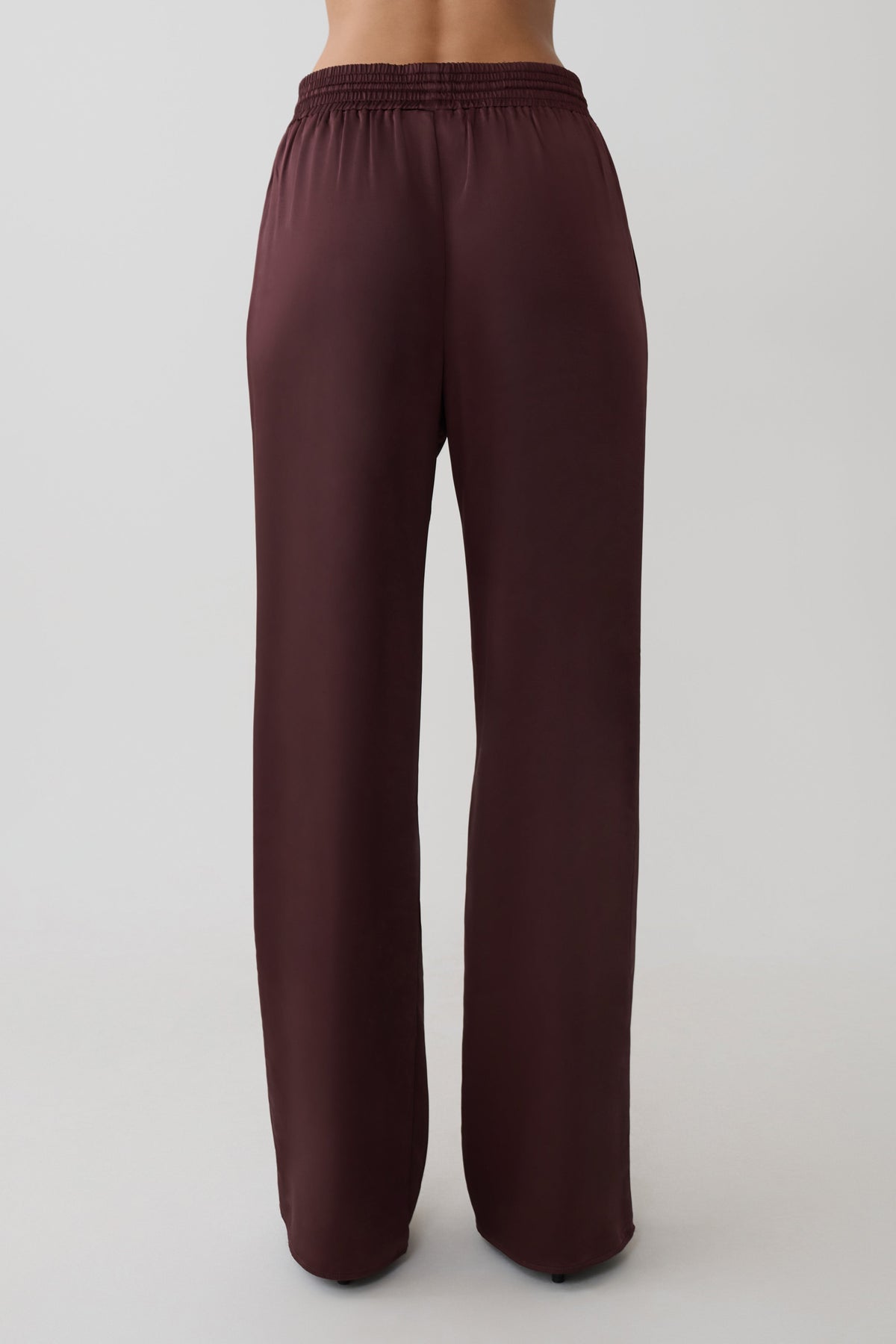 Danica Straight Paça Saten Pantolon Mahogany