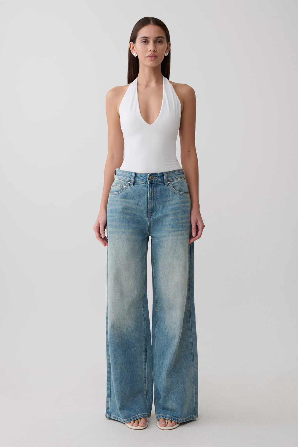 Rebekah Slinky Halter Body Beyaz