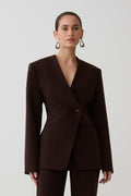 Darcie Drop Shoulder Suiting Blazer Koyu Çikolata