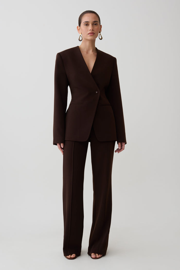 Darcie Fit ve İspanyol Paça Suiting Pantolon Koyu Çikolata