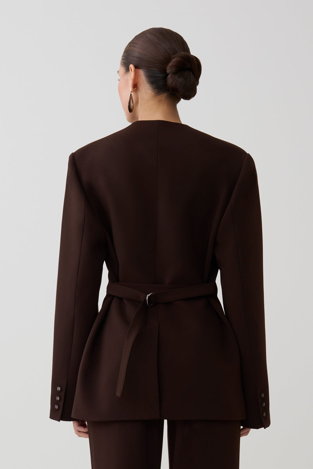 Darcie Drop Shoulder Suiting Blazer Koyu Çikolata