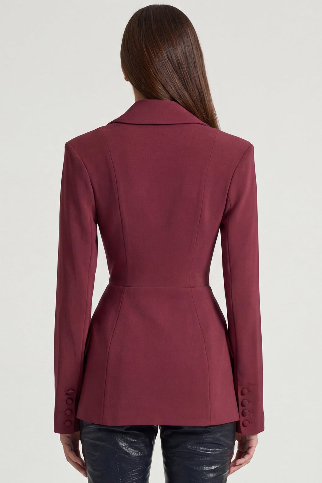 Structured Kruvaze Blazer - Bordo