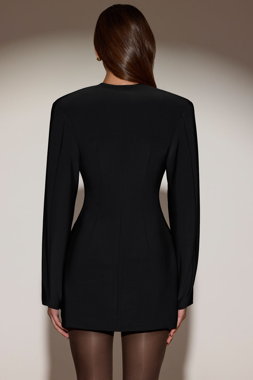 Tek Sıra Düğmeli Blazer Mini Elbise - Siyah