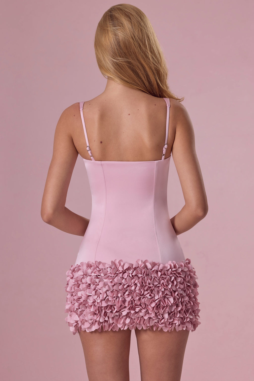 Toz Pembe Mini Elbise