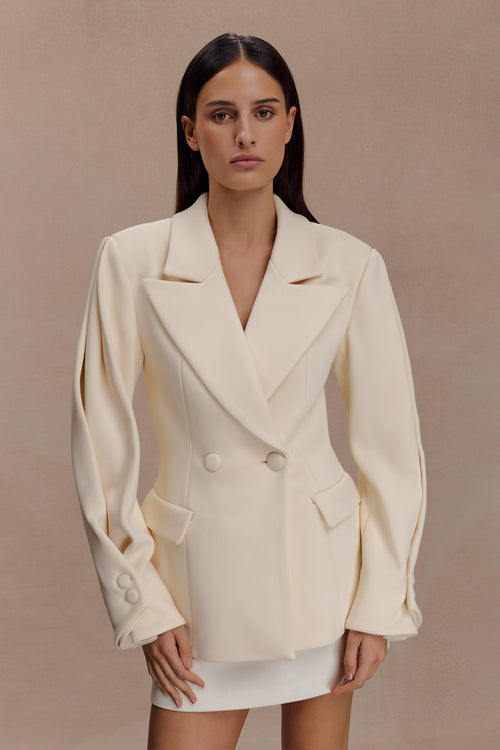 Wesley Yapılandırılmış Blazer Krem Sarısı