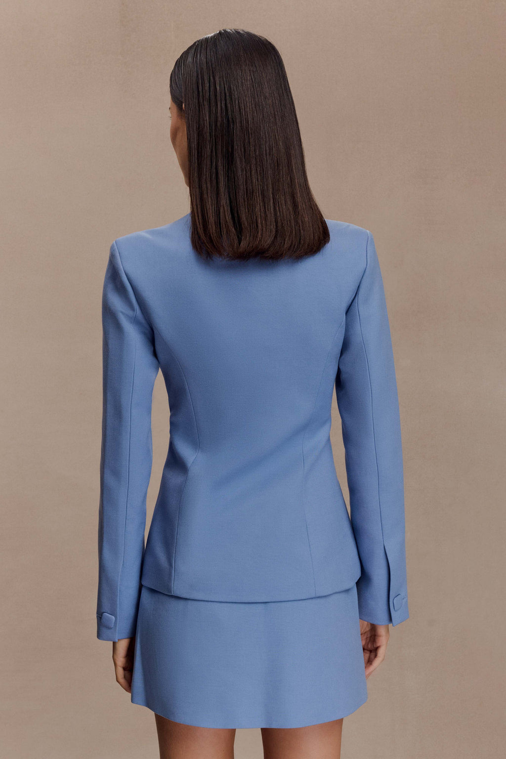Christel Suiting Dar Kesim Blazer Ocean Mavi