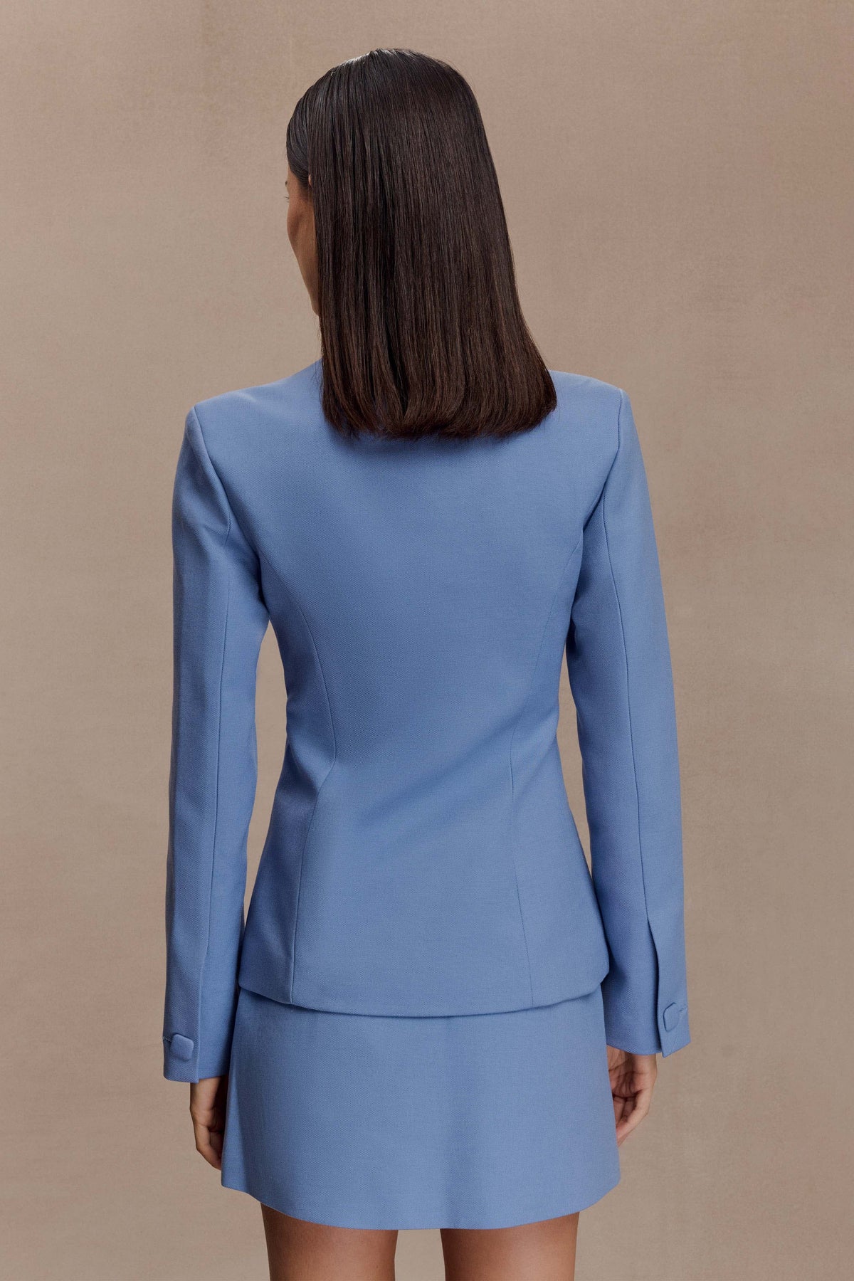 Christel Suiting Dar Kesim Blazer Ocean Mavi