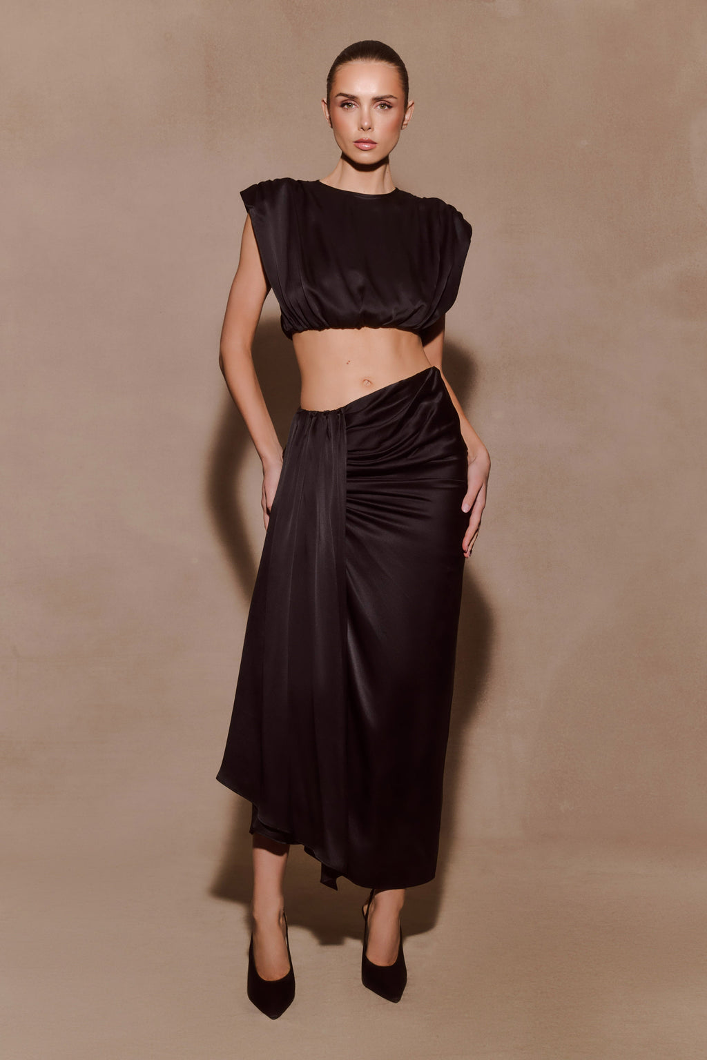 Zendaya Silk Midi Etek Siyah