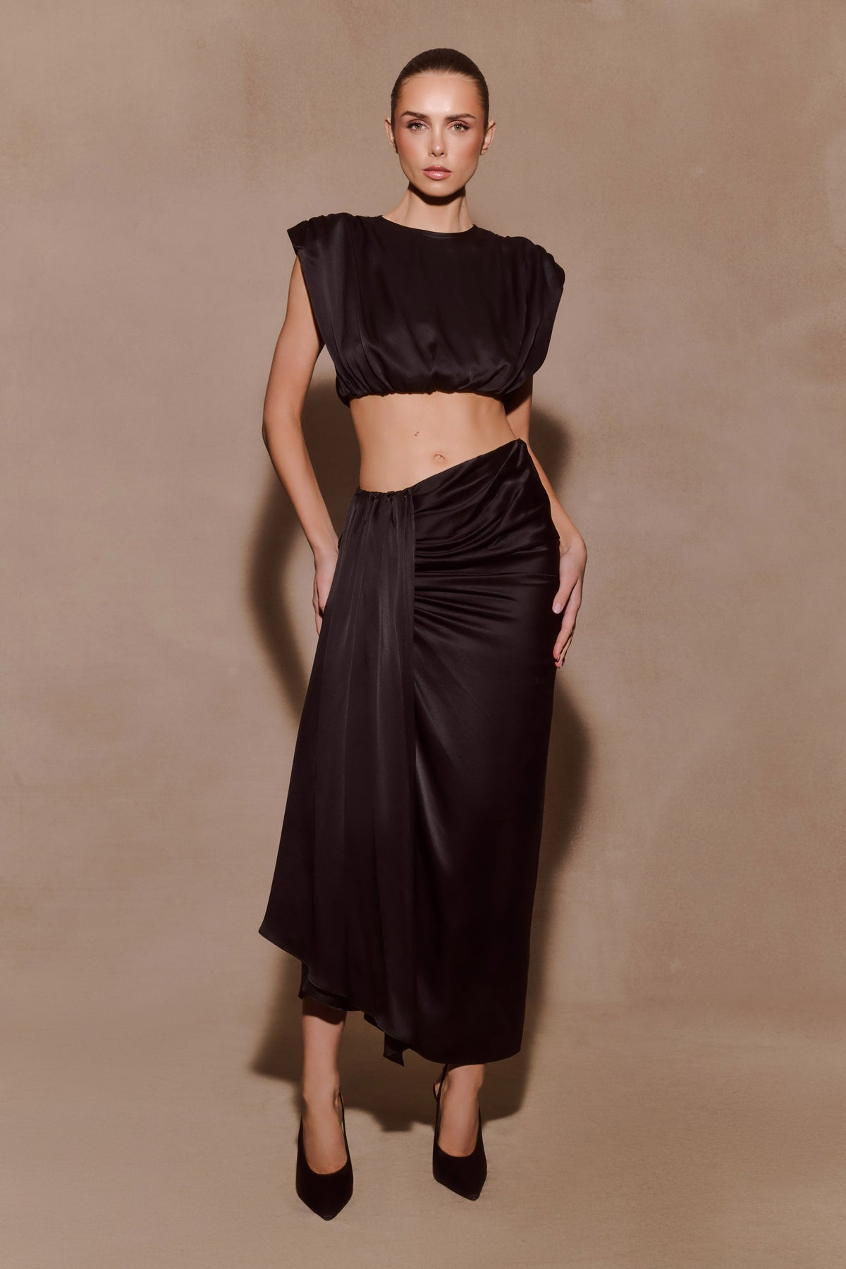 Zendaya Silk Midi Etek Siyah