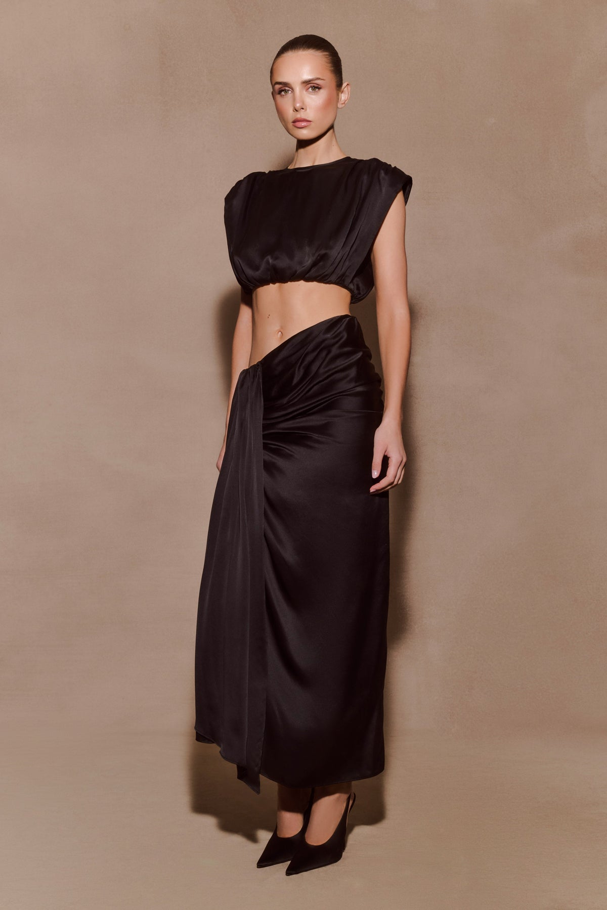 Zendaya Silk Midi Etek Siyah