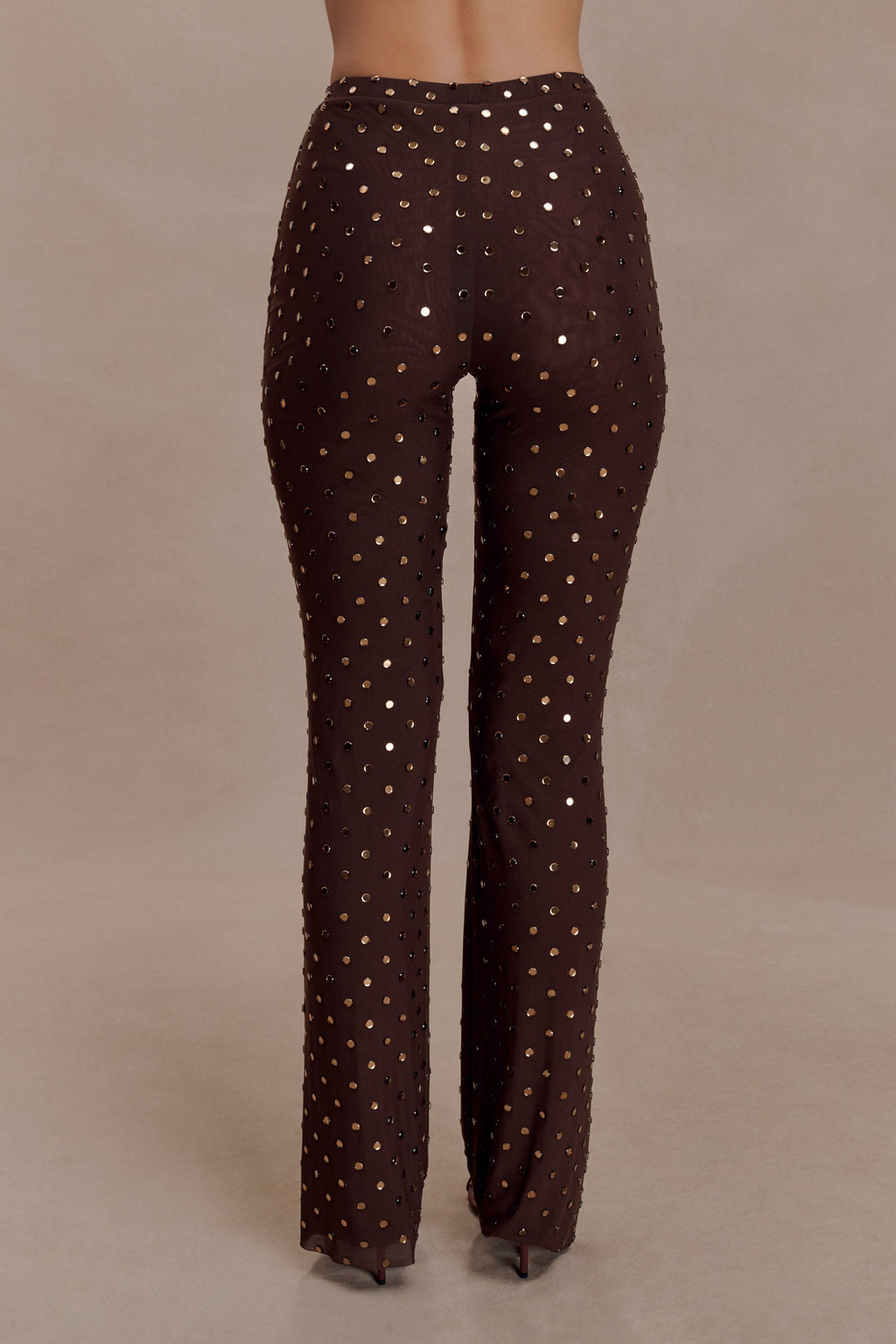 Jackie Taşlı Straight Paça Pantolon Çikolata
