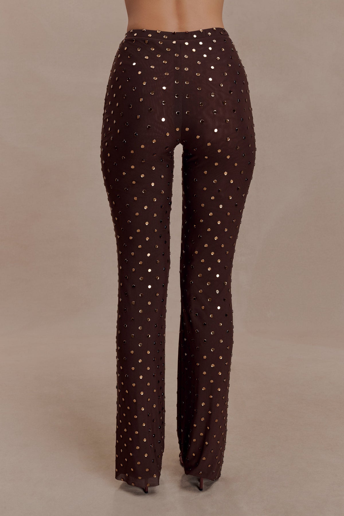 Jackie Taşlı Straight Paça Pantolon Çikolata