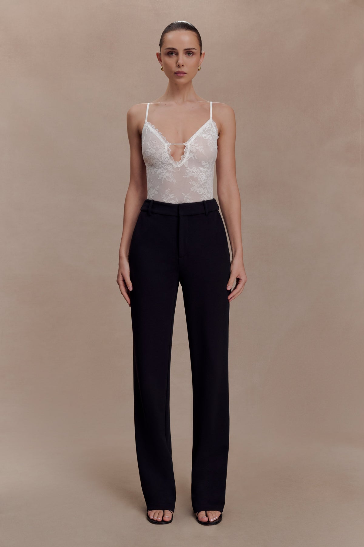 Maude Crepe Straight Paça Pantolon Siyah