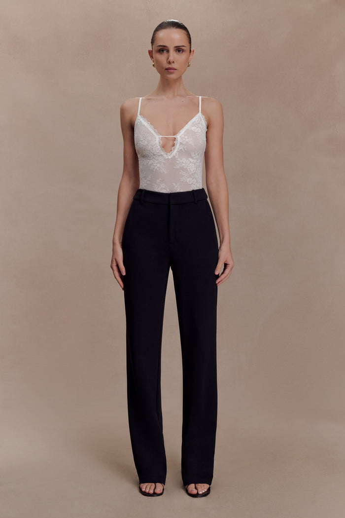 Maude Crepe Straight Paça Pantolon Siyah