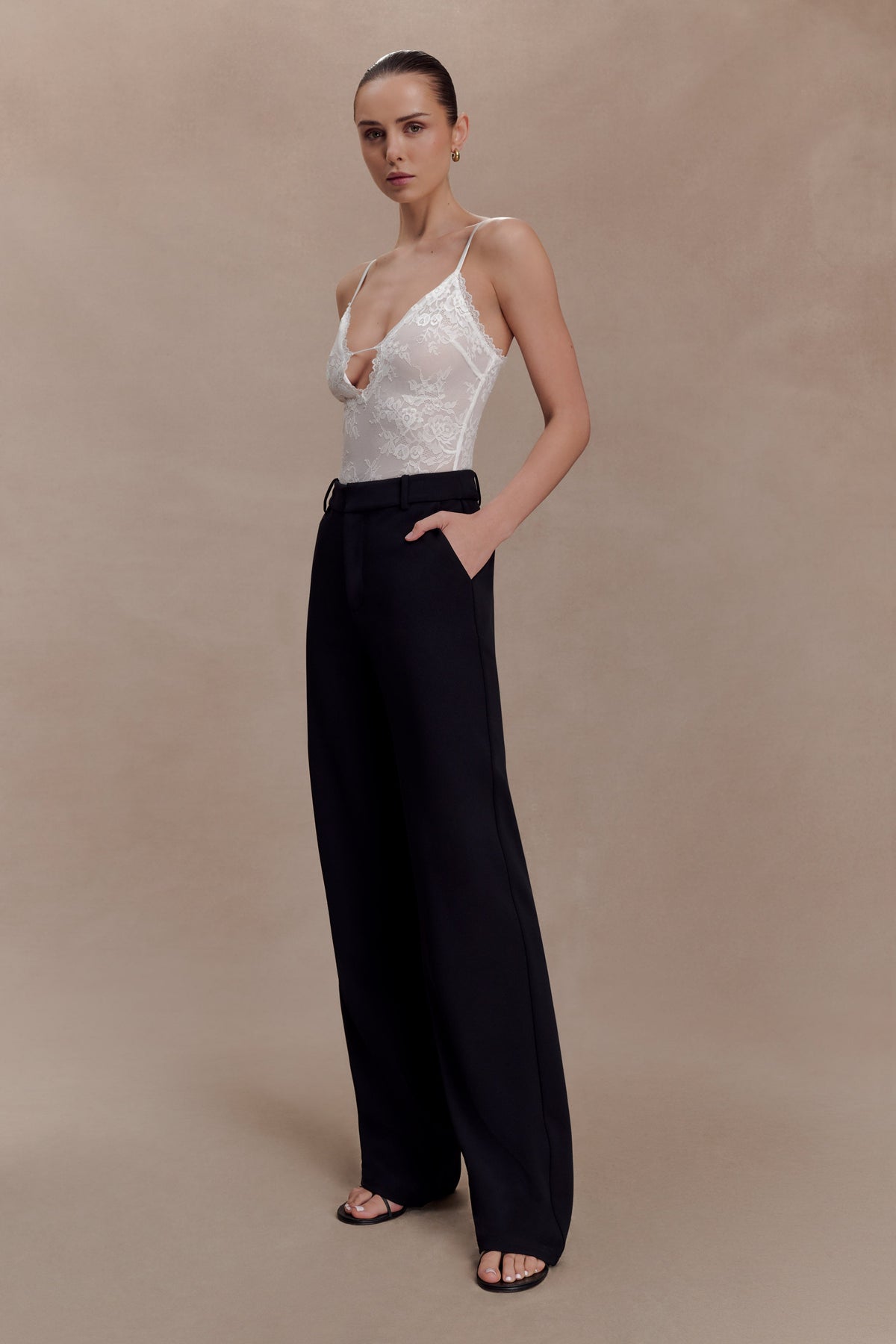 Maude Crepe Straight Paça Pantolon Siyah