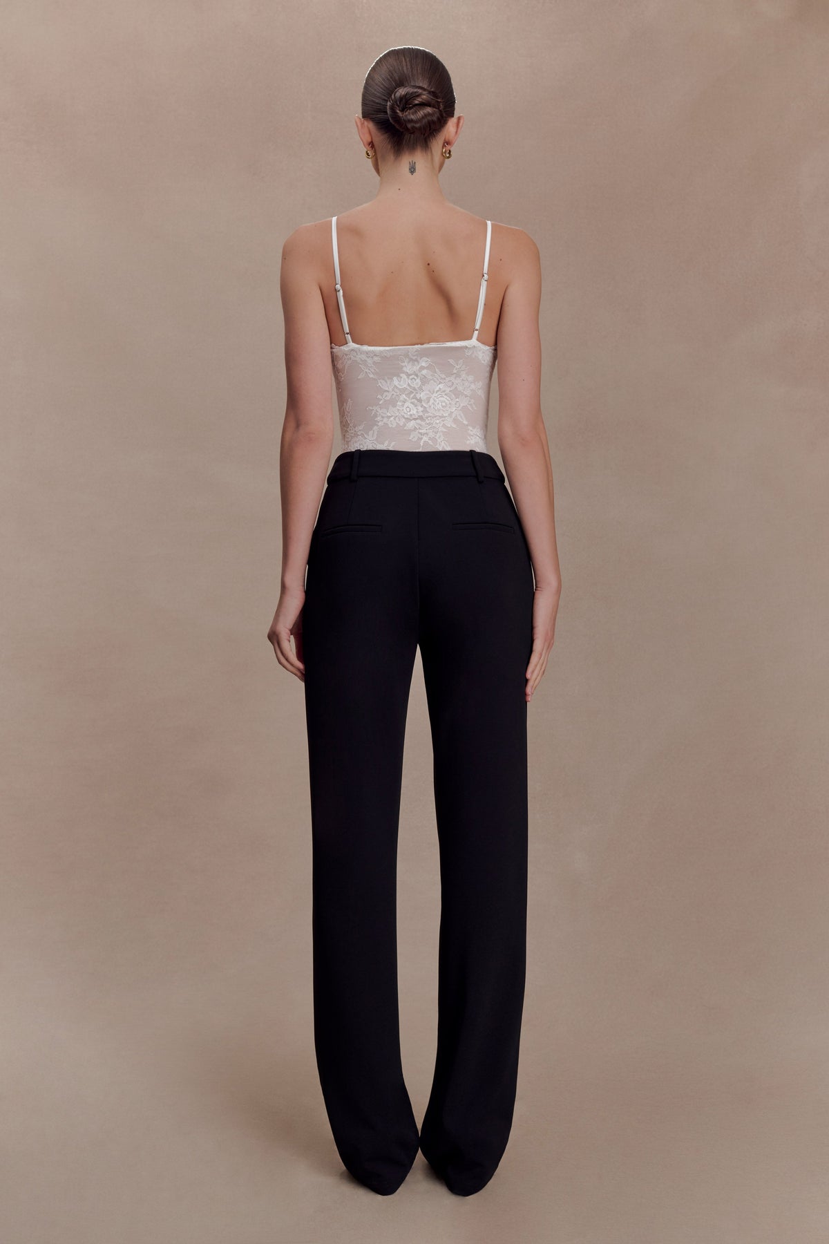 Maude Crepe Straight Paça Pantolon Siyah