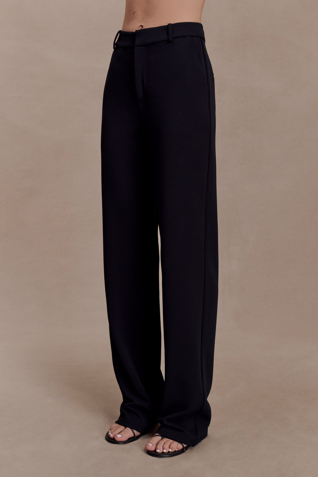 Maude Crepe Straight Paça Pantolon Siyah