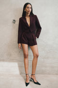 Simone Crop Suiting Blazer Koyu Çikolata