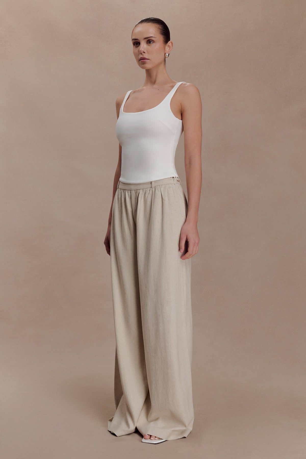 Gabby Straight Paça Keten Pantolon Natural