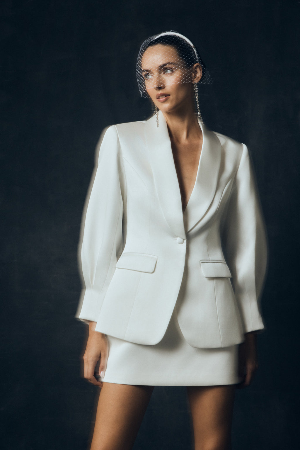 Kylie Oversize Saten Blazer Fildişi