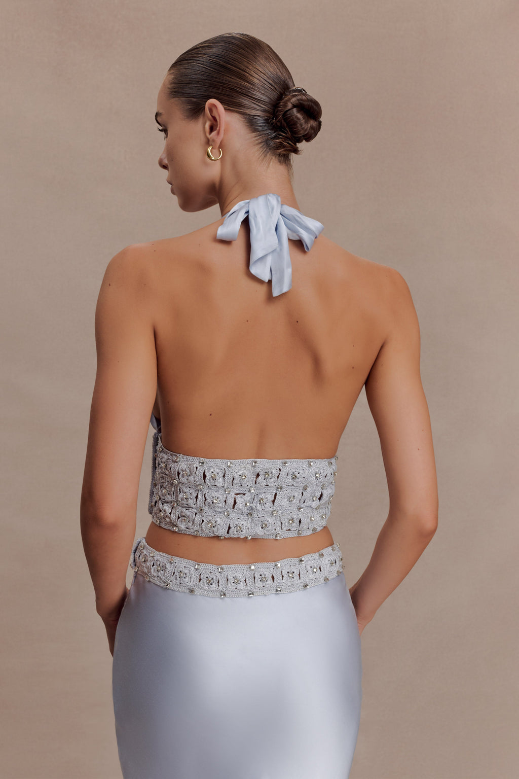 Clementine Şifon El Boncuklu Bluz Açık Mavi
