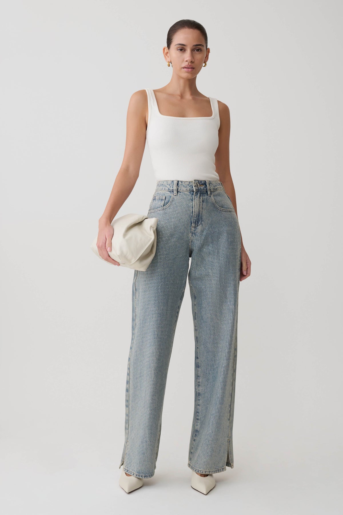 Tyla Taşlı Denim Jean Mavi/Yeşil