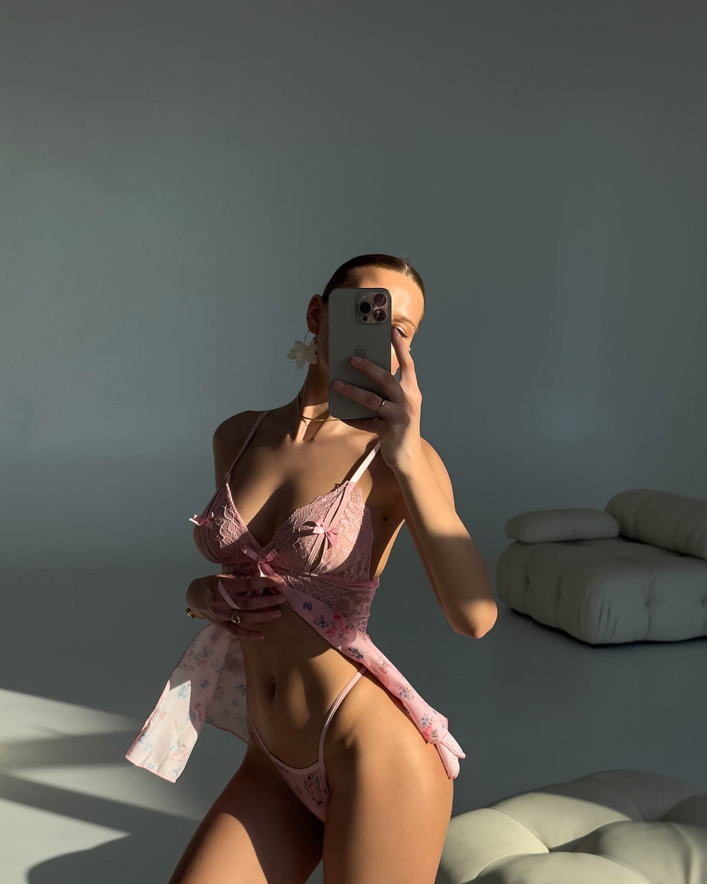 Rosalie Pembe Dantelli Babydoll (Külot Dahil)