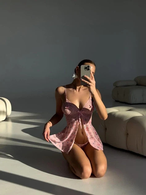 Rosalie Pembe Dantelli Babydoll (Külot Dahil)