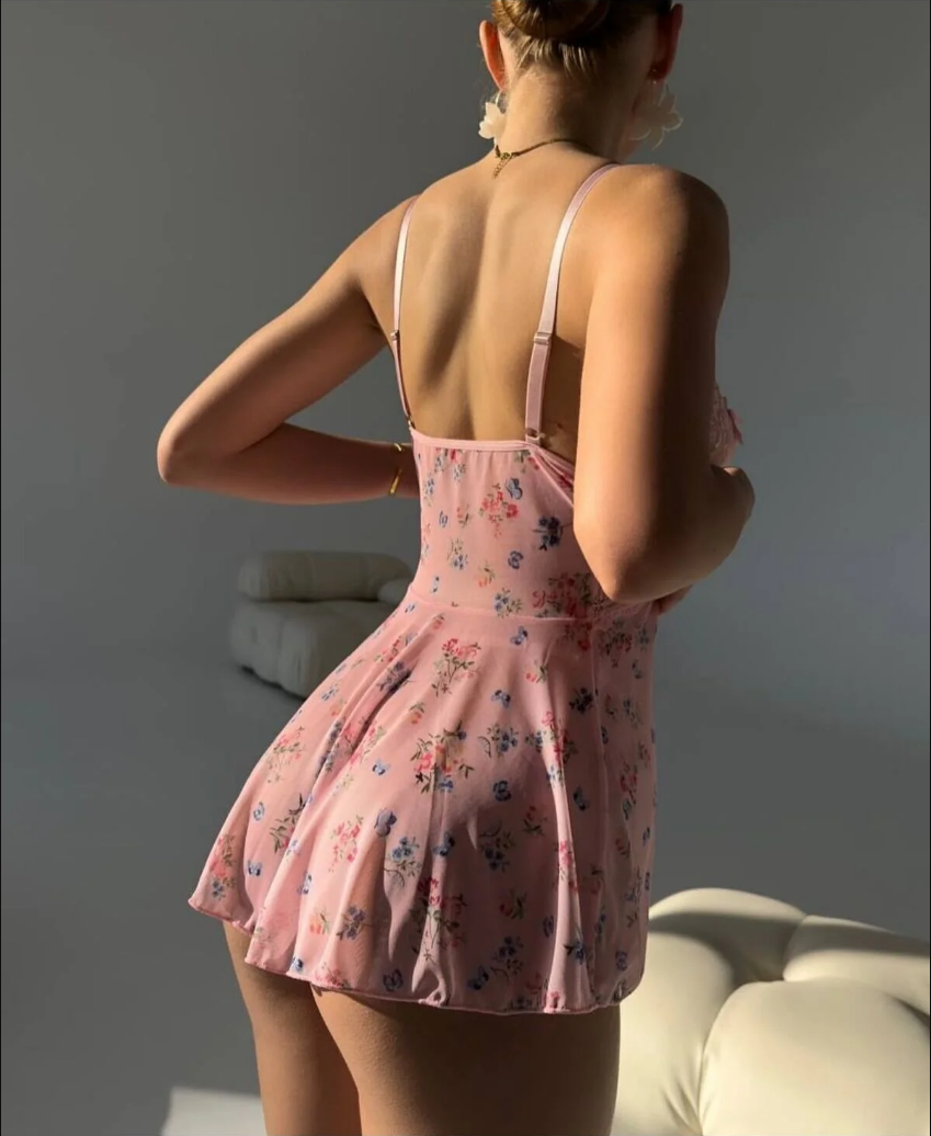 Rosalie Pembe Dantelli Babydoll (Külot Dahil)