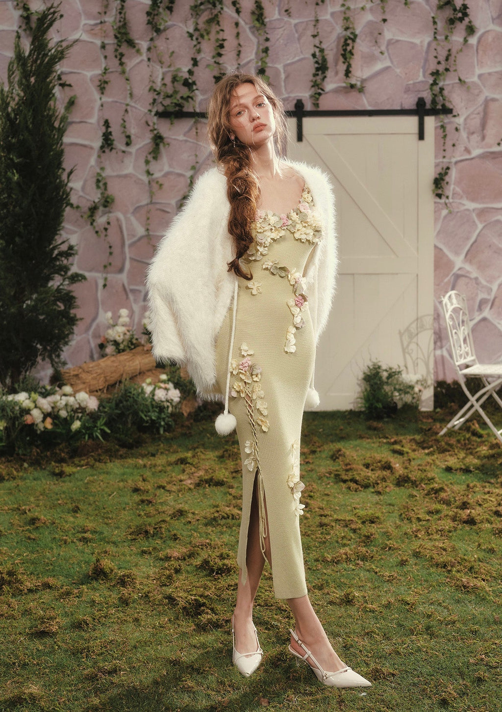 Yeşil Chanson Örgü Elbise
