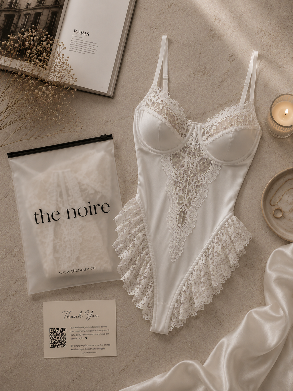 Juliette Saten Dantelli Bodysuit