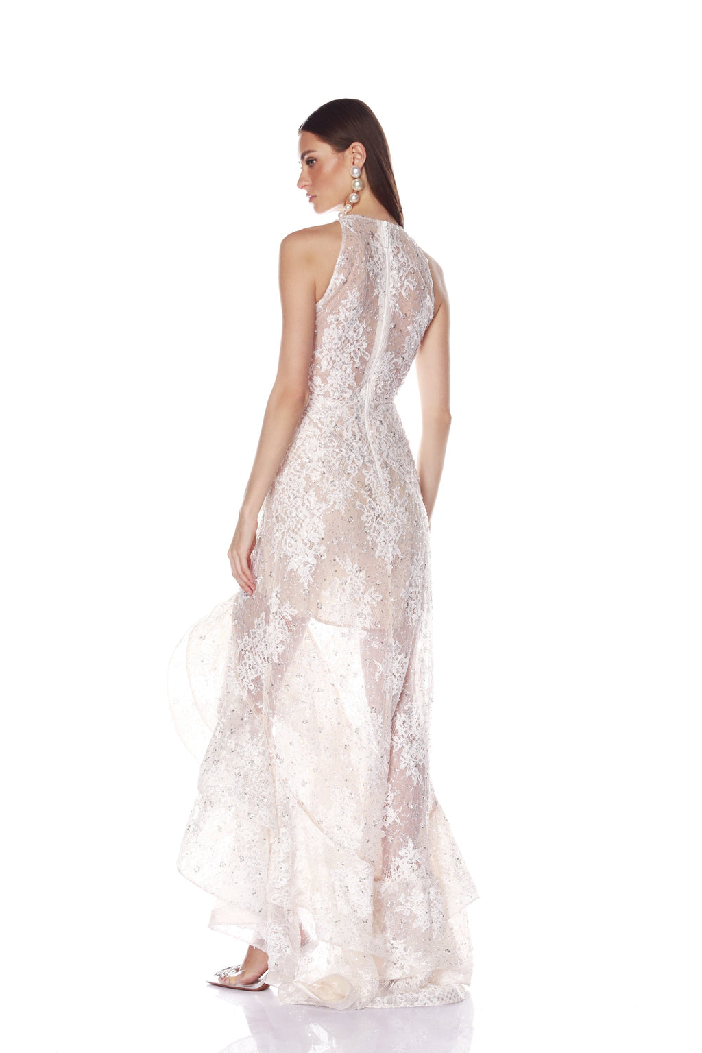 Sicilia Gümüş Payetli Maxi Elbise