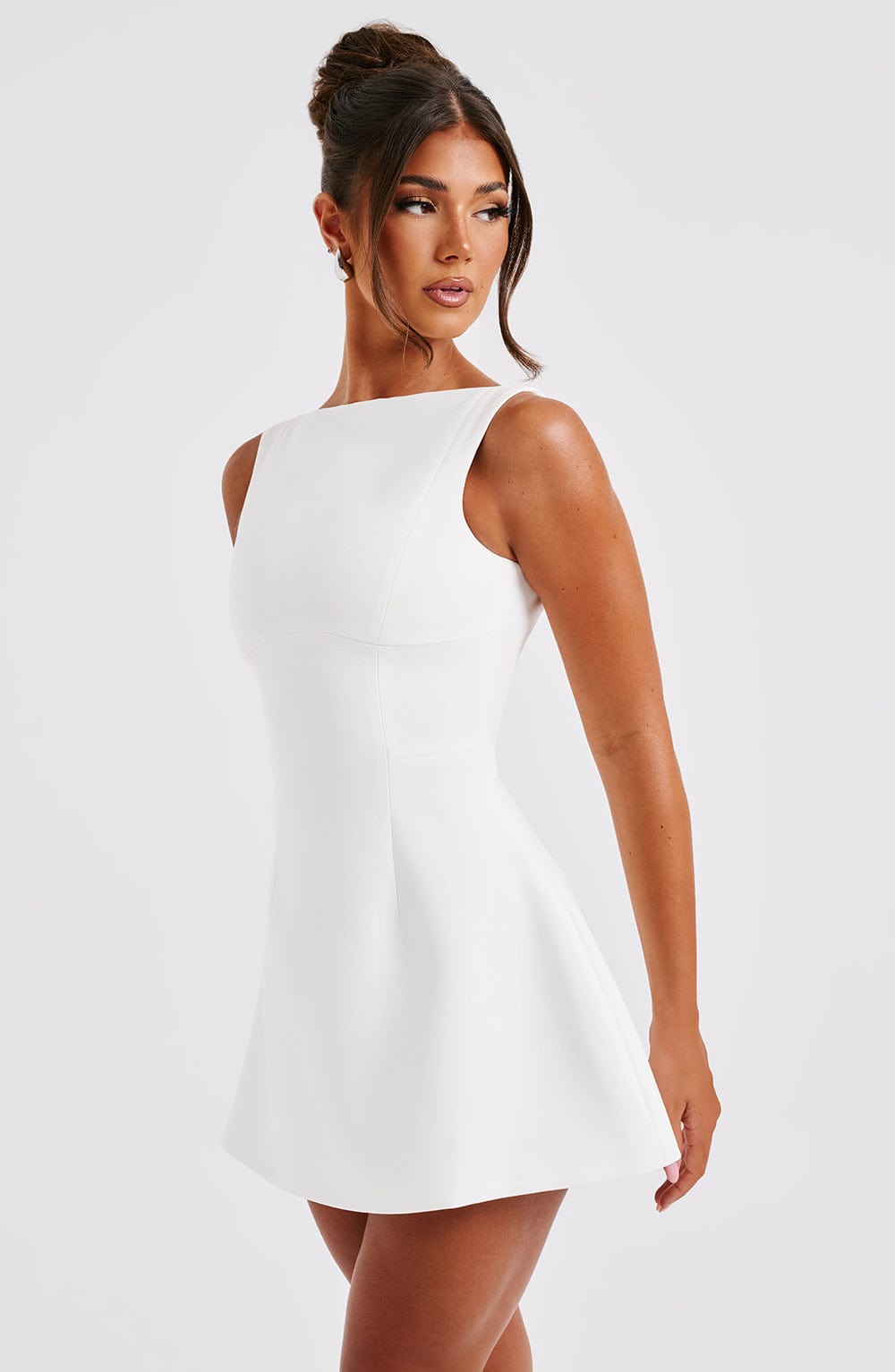Alana Mini Elbise - Fildişi Rengi