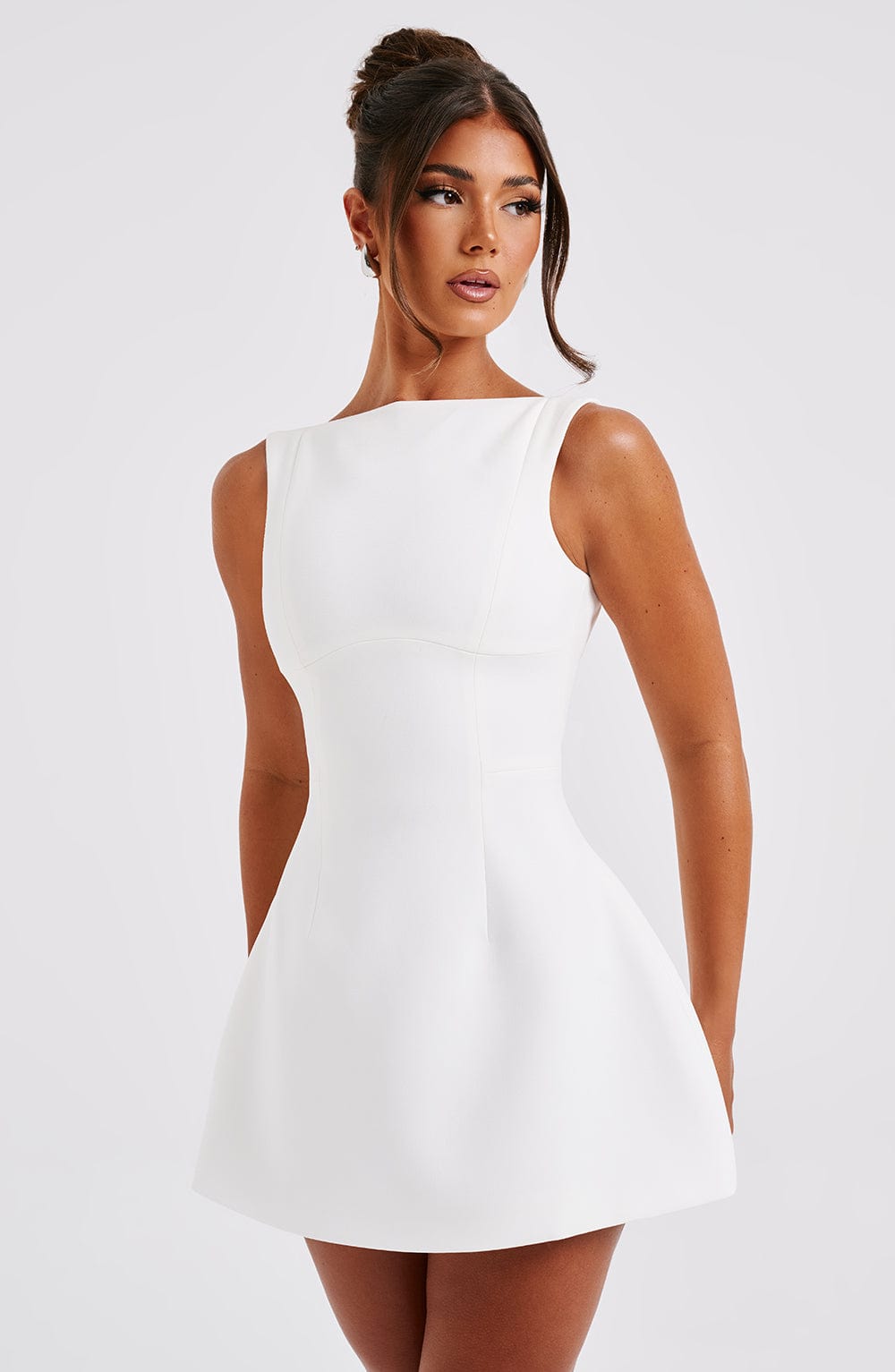 Alana Mini Elbise - Fildişi Rengi
