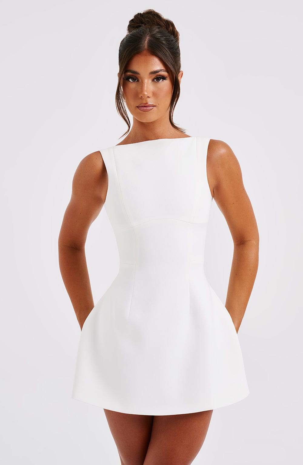 Alana Mini Elbise - Fildişi Rengi