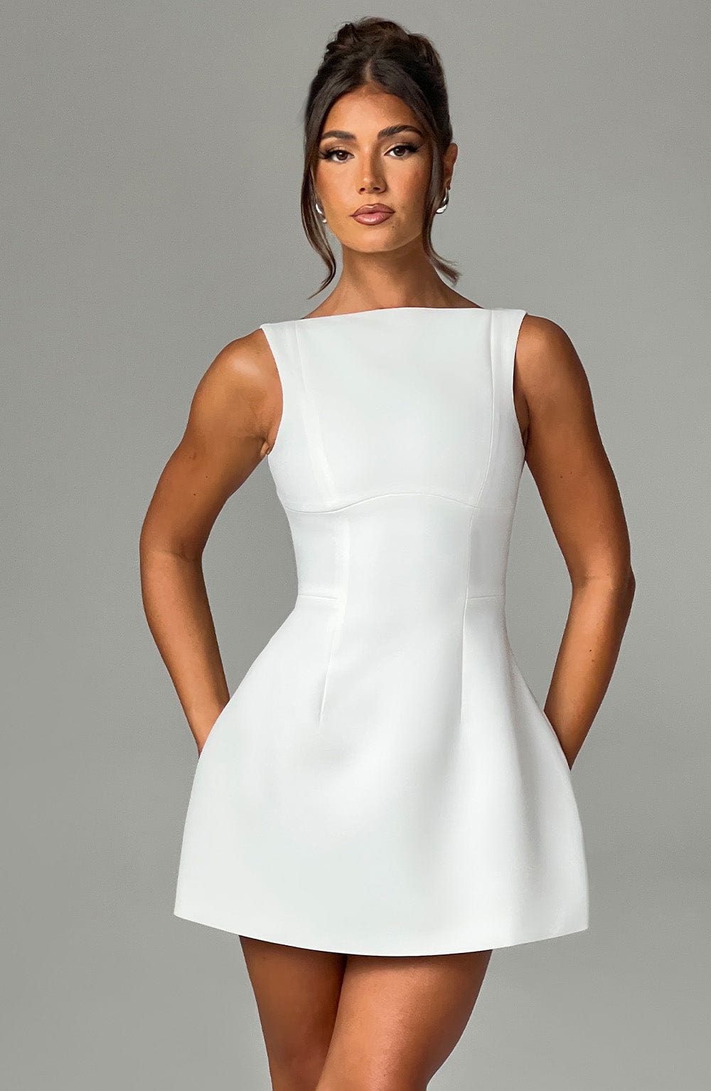 Alana Mini Elbise - Fildişi Rengi