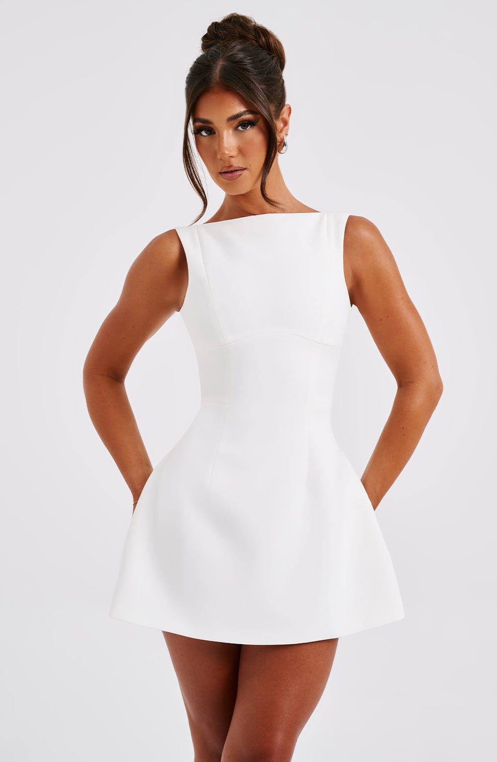 Alana Mini Elbise - Fildişi Rengi