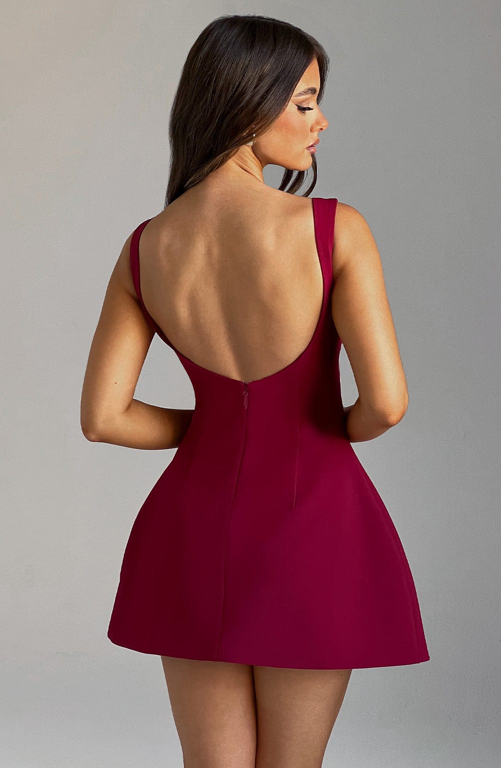 Alana Mini Elbise - Şarap Rengi