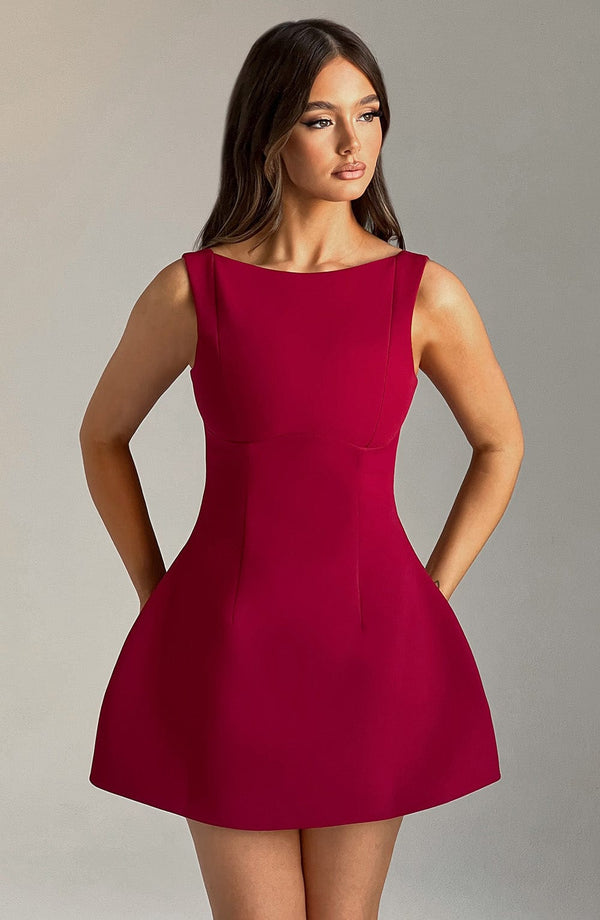Alana Mini Dress - Wine Color