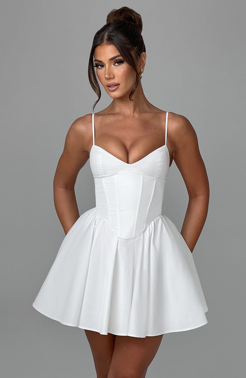 Analeigh Mini Elbise - Fildişi Rengi
