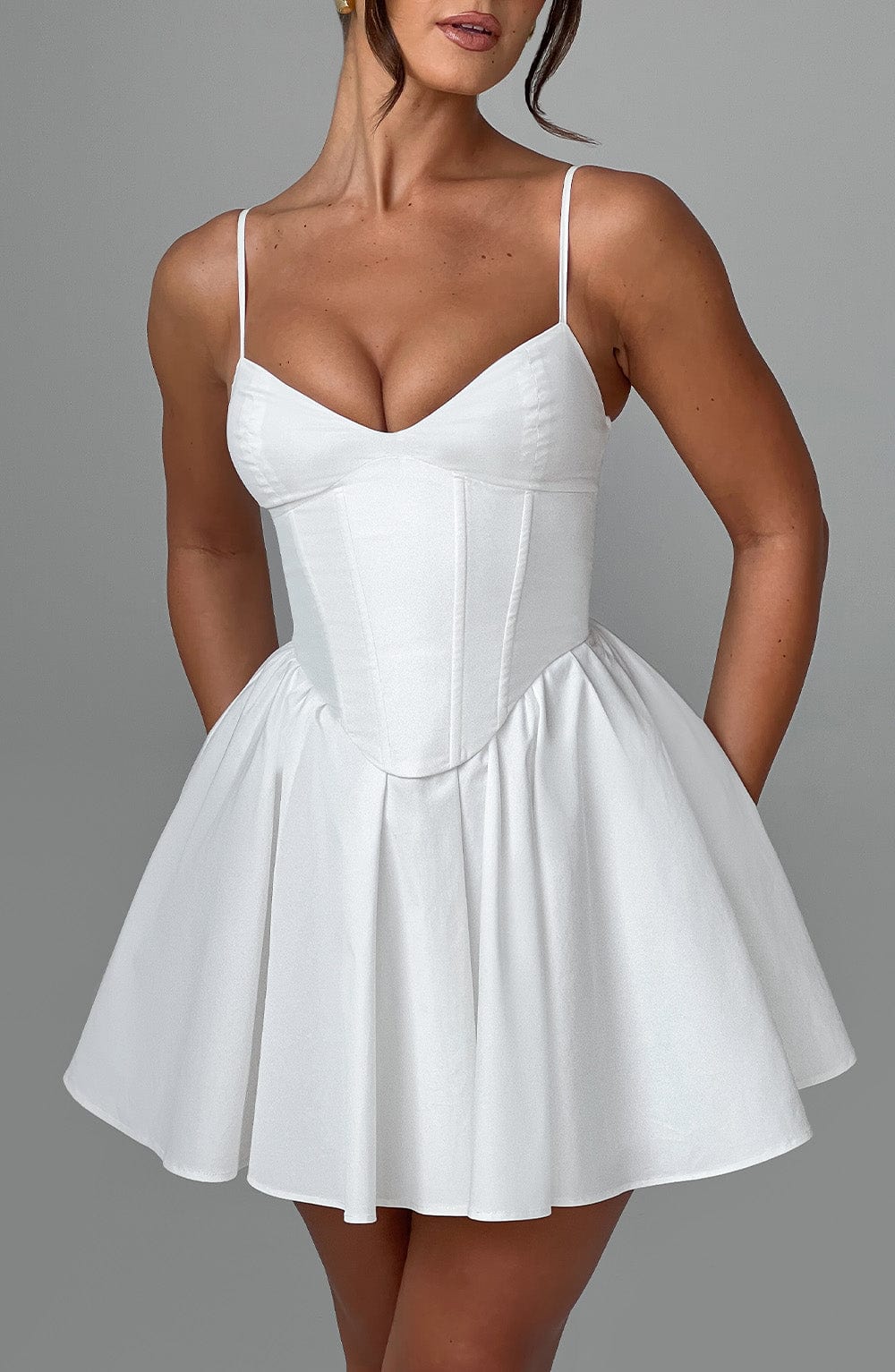 Analeigh Mini Elbise - Fildişi Rengi