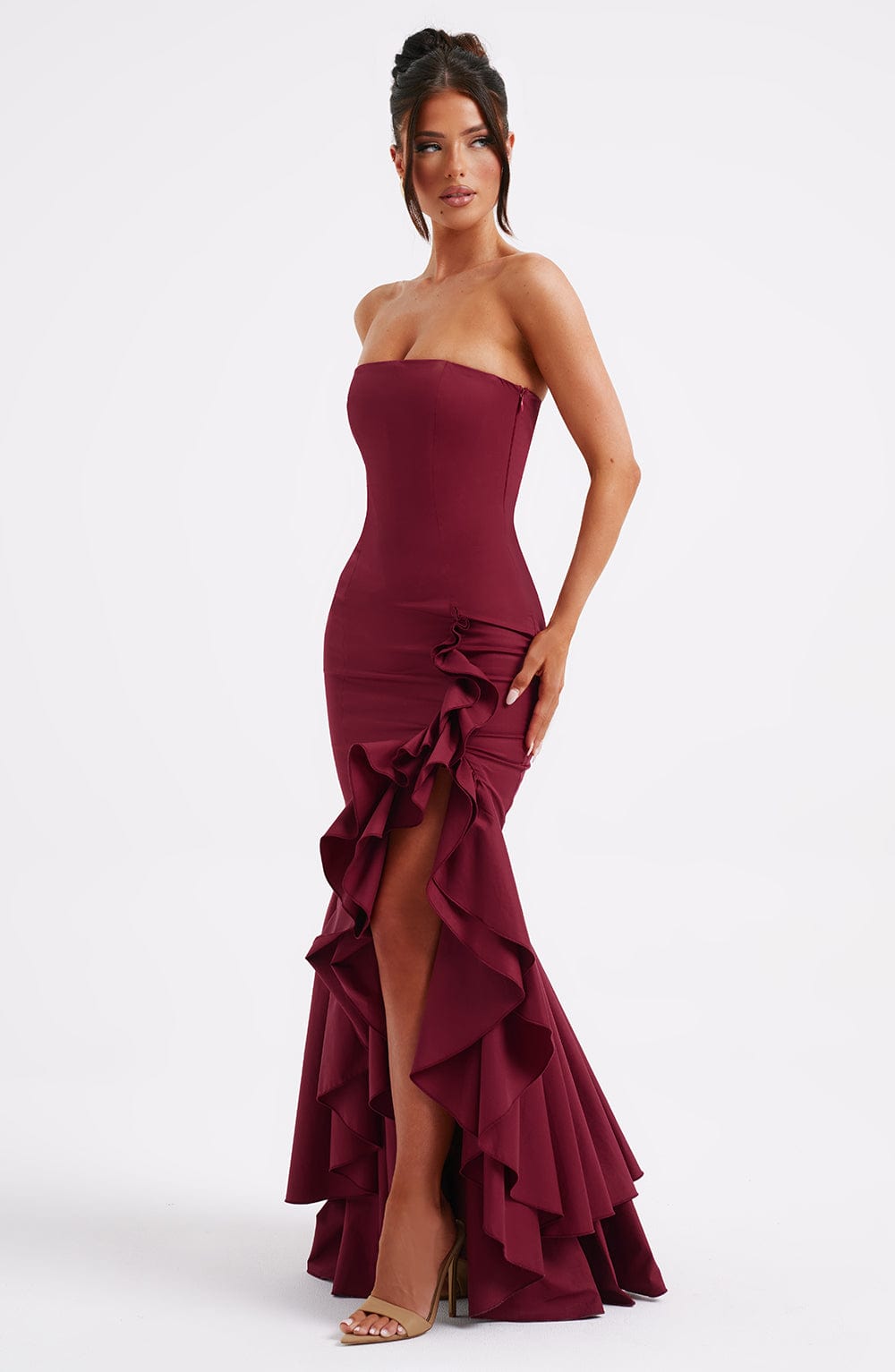Angelina Maxi Elbisesi - Bordo