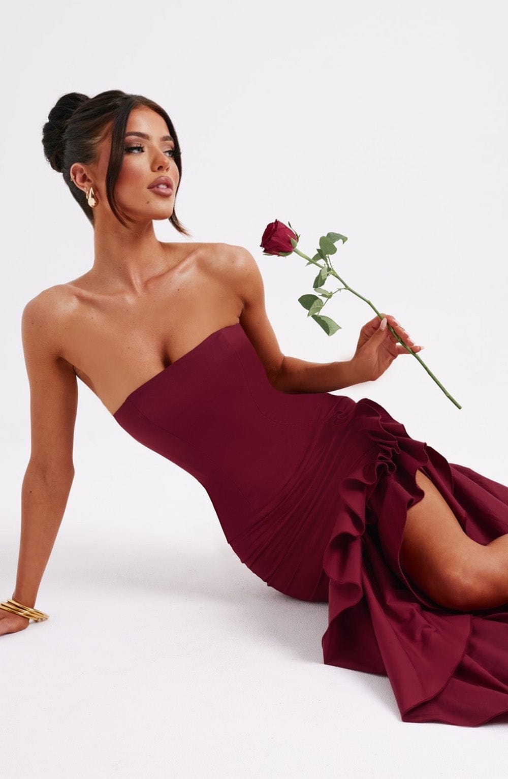 Angelina Maxi Elbisesi - Bordo