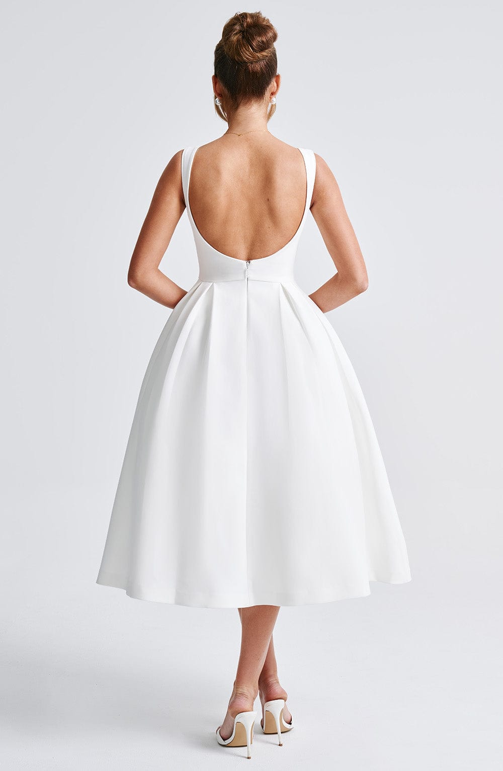 Clarabella Midi Elbisesi - Fildişi Rengi