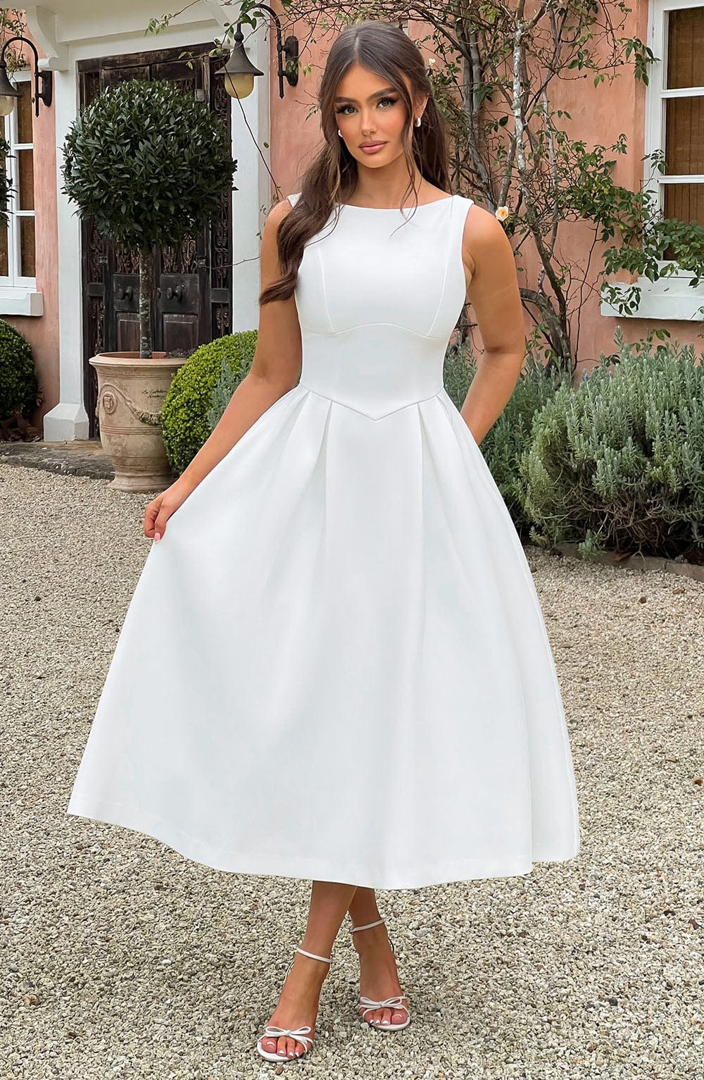 Clarabella Midi Elbisesi - Fildişi Rengi