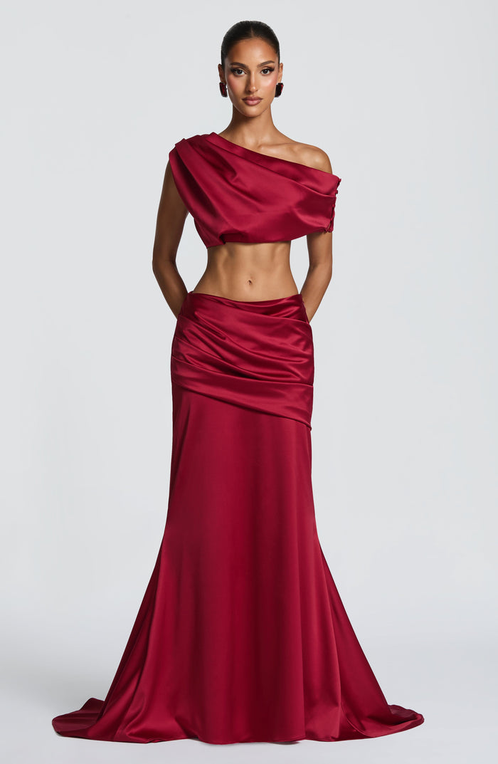 Claudette Maxi Etek Bordo