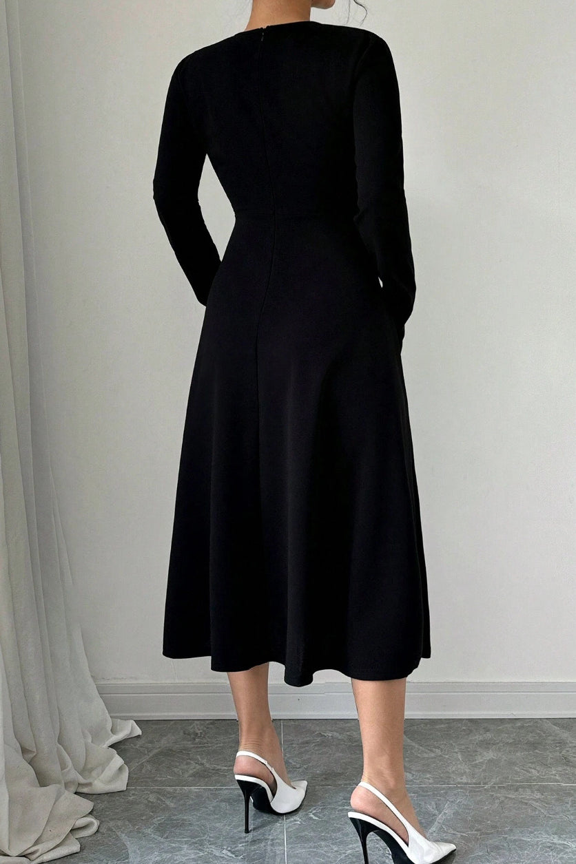 Dantel Panelli Siyah Bodycon Elbise