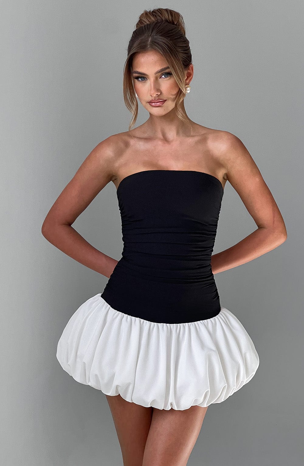 Gemma Mini Elbisesi - Siyah/Beyaz