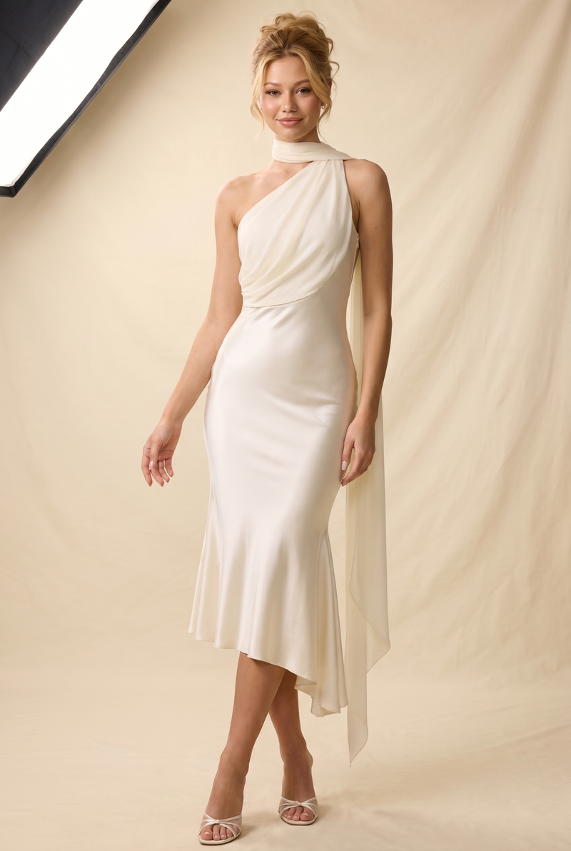 Ivory Shawl Detail Midaxi Dress